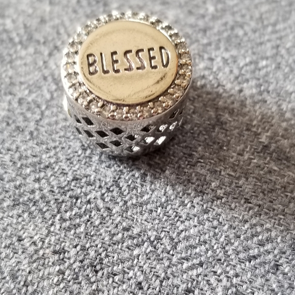 Sliver double sided blessed charm w/CZ - Picture 2 of 5